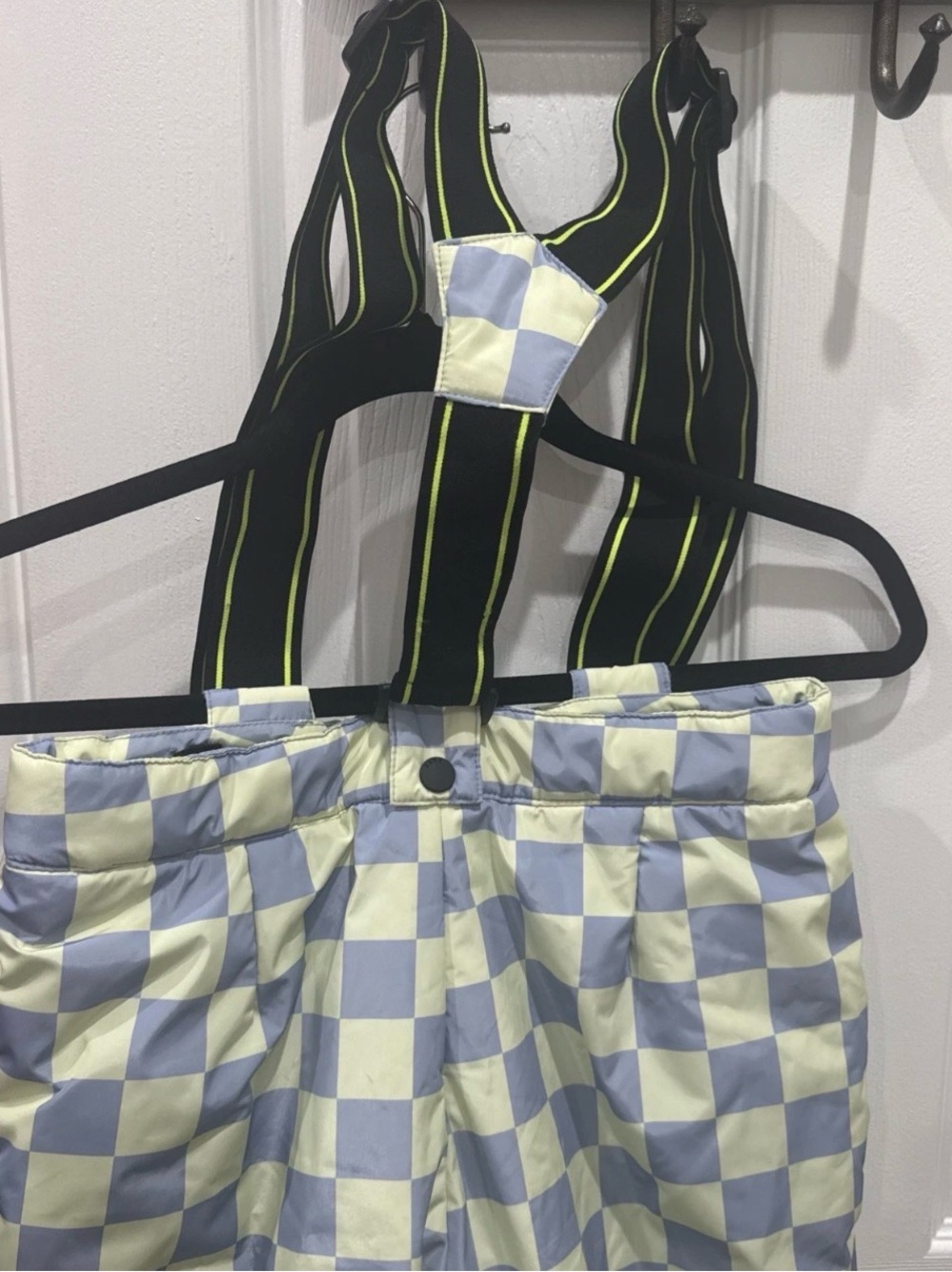 Zara Kids Checkered Snow Ski Pants Purple Yellow Insulated Bib 13-14 164cm - Picture 8 of 13